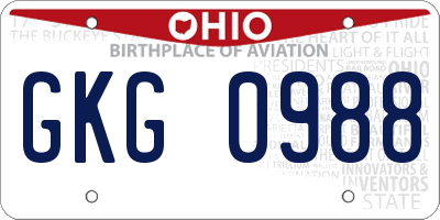 OH license plate GKG0988