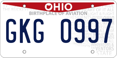 OH license plate GKG0997