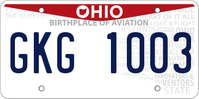 OH license plate GKG1003