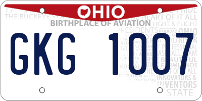 OH license plate GKG1007