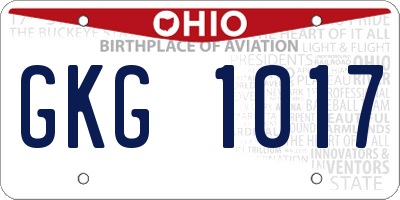 OH license plate GKG1017