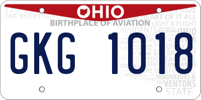 OH license plate GKG1018
