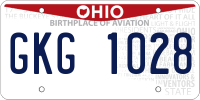 OH license plate GKG1028