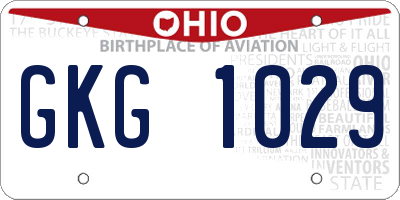 OH license plate GKG1029