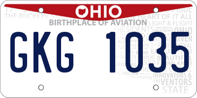 OH license plate GKG1035