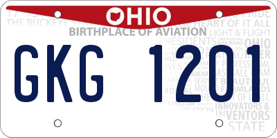 OH license plate GKG1201