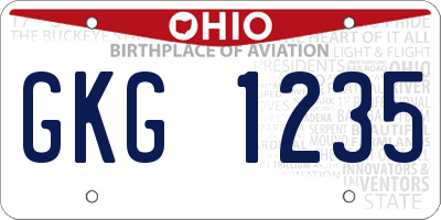 OH license plate GKG1235