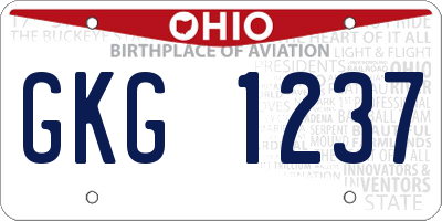 OH license plate GKG1237