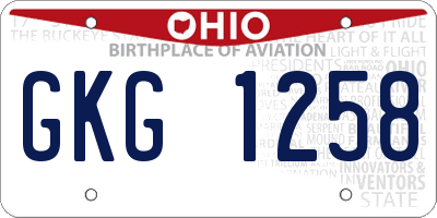 OH license plate GKG1258