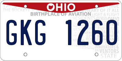 OH license plate GKG1260
