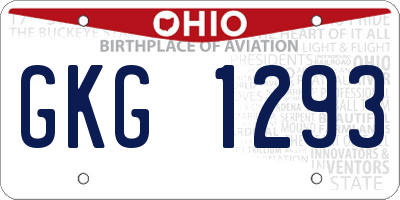OH license plate GKG1293