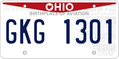OH license plate GKG1301
