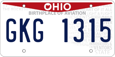 OH license plate GKG1315