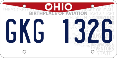 OH license plate GKG1326