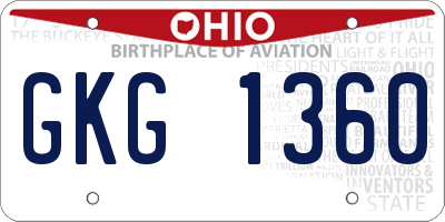 OH license plate GKG1360