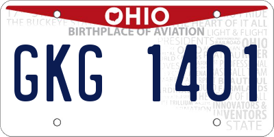 OH license plate GKG1401