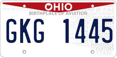 OH license plate GKG1445