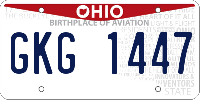 OH license plate GKG1447