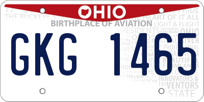 OH license plate GKG1465