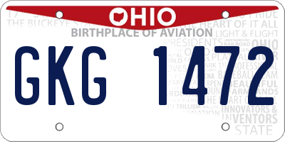 OH license plate GKG1472