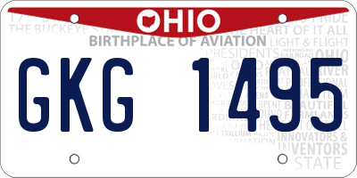 OH license plate GKG1495