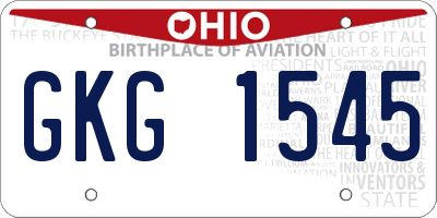 OH license plate GKG1545