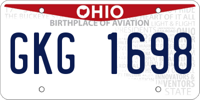 OH license plate GKG1698