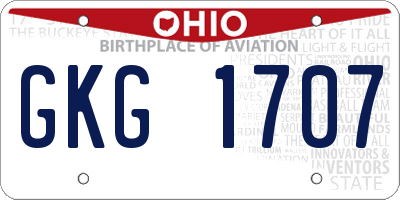 OH license plate GKG1707