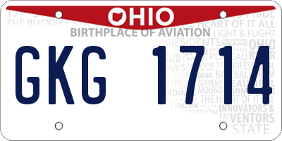 OH license plate GKG1714