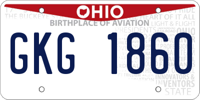 OH license plate GKG1860