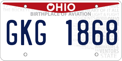 OH license plate GKG1868