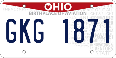 OH license plate GKG1871