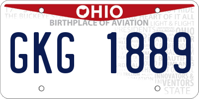 OH license plate GKG1889