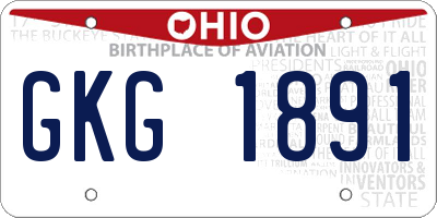 OH license plate GKG1891