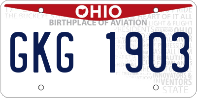OH license plate GKG1903