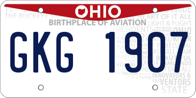 OH license plate GKG1907
