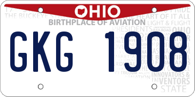 OH license plate GKG1908