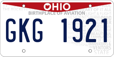 OH license plate GKG1921