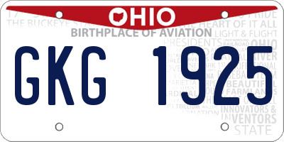 OH license plate GKG1925