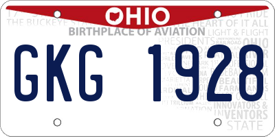 OH license plate GKG1928