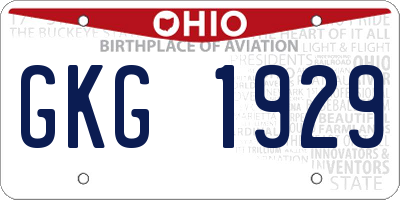 OH license plate GKG1929
