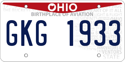 OH license plate GKG1933
