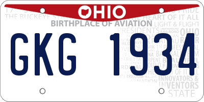 OH license plate GKG1934