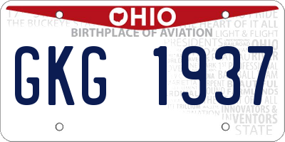 OH license plate GKG1937