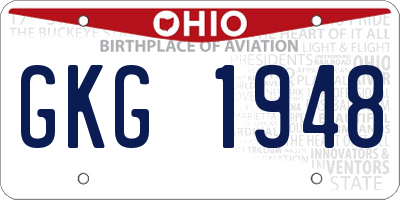 OH license plate GKG1948