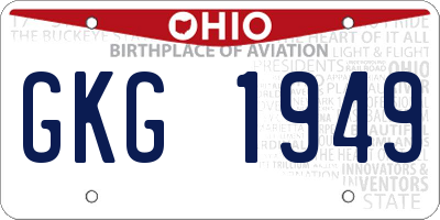 OH license plate GKG1949