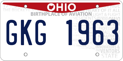 OH license plate GKG1963