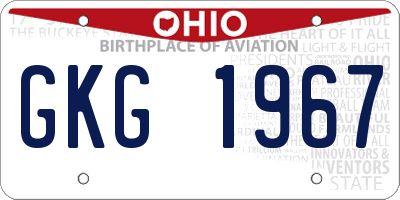 OH license plate GKG1967