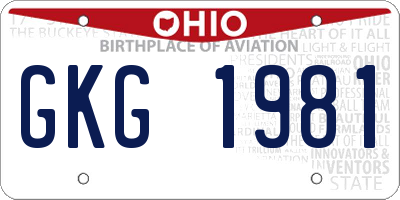 OH license plate GKG1981