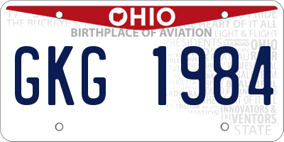OH license plate GKG1984